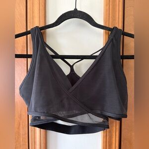 Black Mesh Wrap Sports Bra